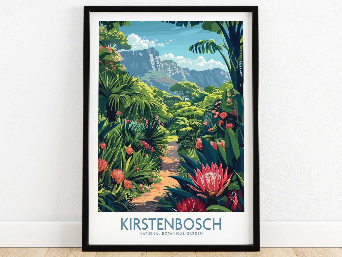 Kirstenbosch Botanical Garden Lush Path Protea Flowers Art Poster