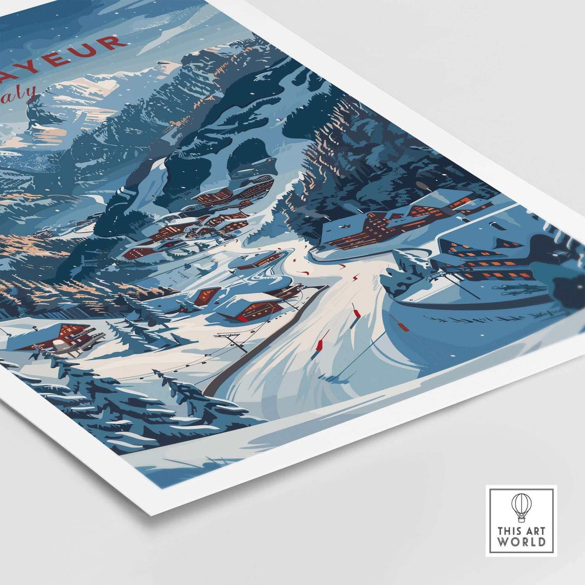 Courmayeur Travel Poster, Ski Resort Adventure - Image 5