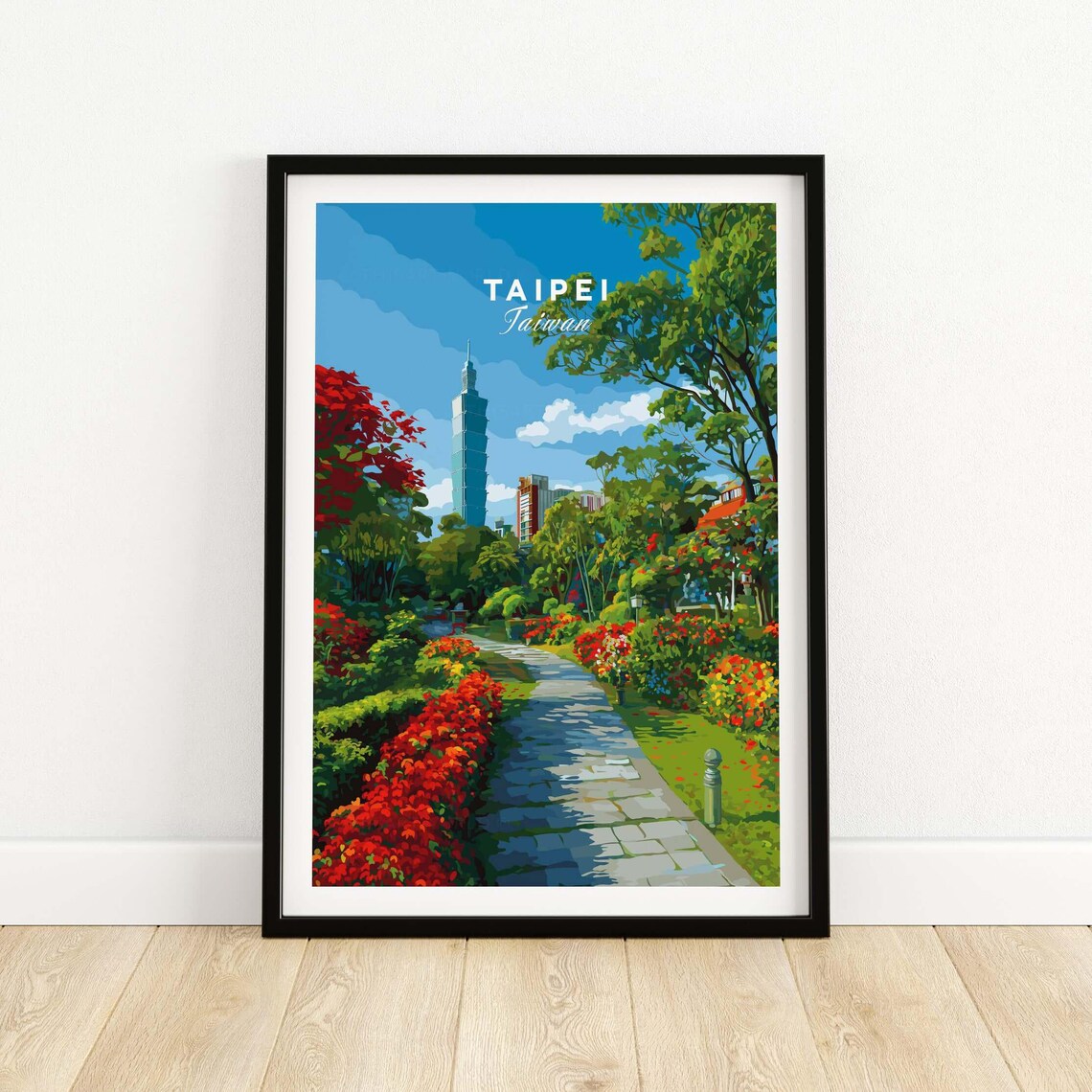 Taipei Botanical Garden Pathway Vintage Travel Poster