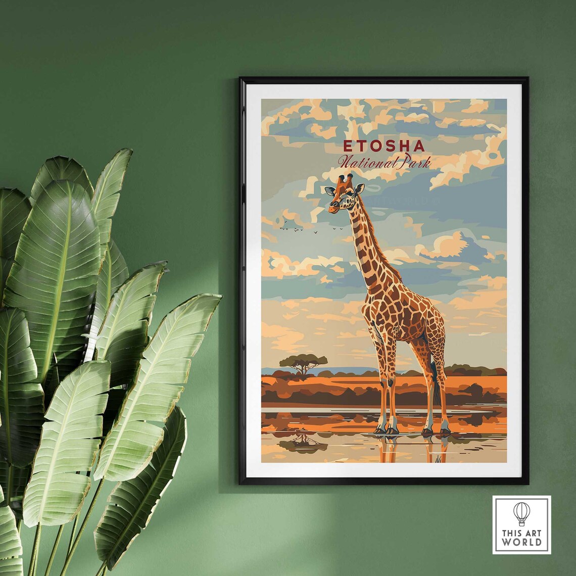 Etosha Namibia Travel Poster, African Art Print - Image 2