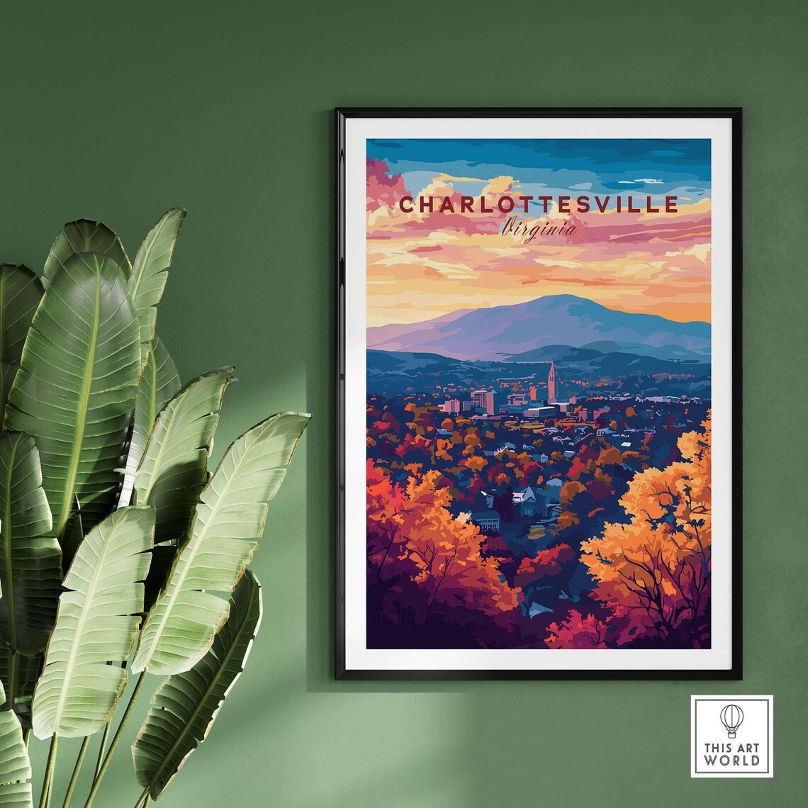 Charlottesville Virginia Skyline, Mountain View Poster - Image 2