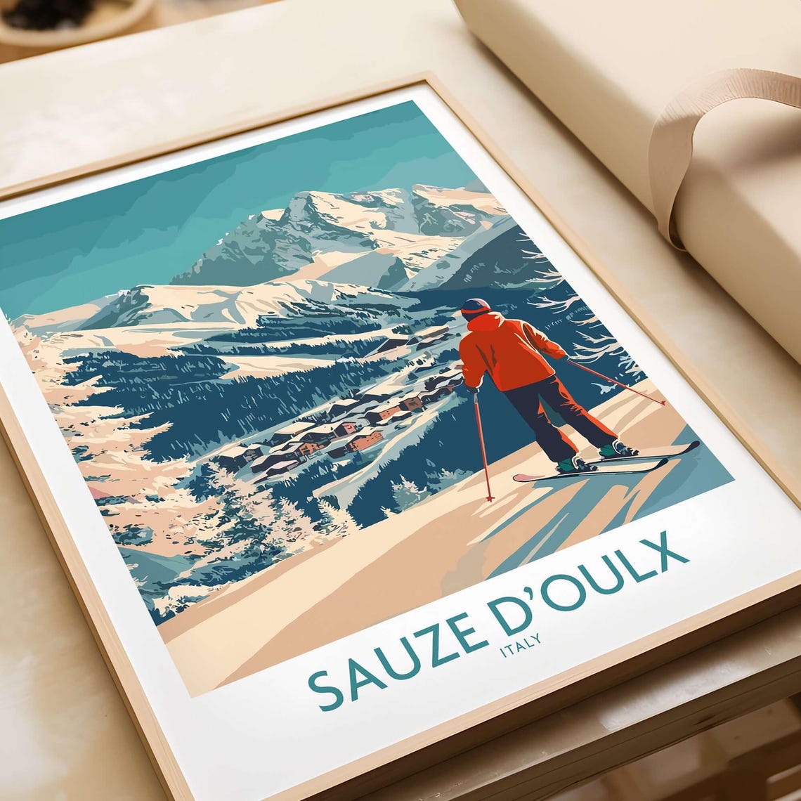 Sauze Doulx Ski Resort, Italy Winter Sports Art Print