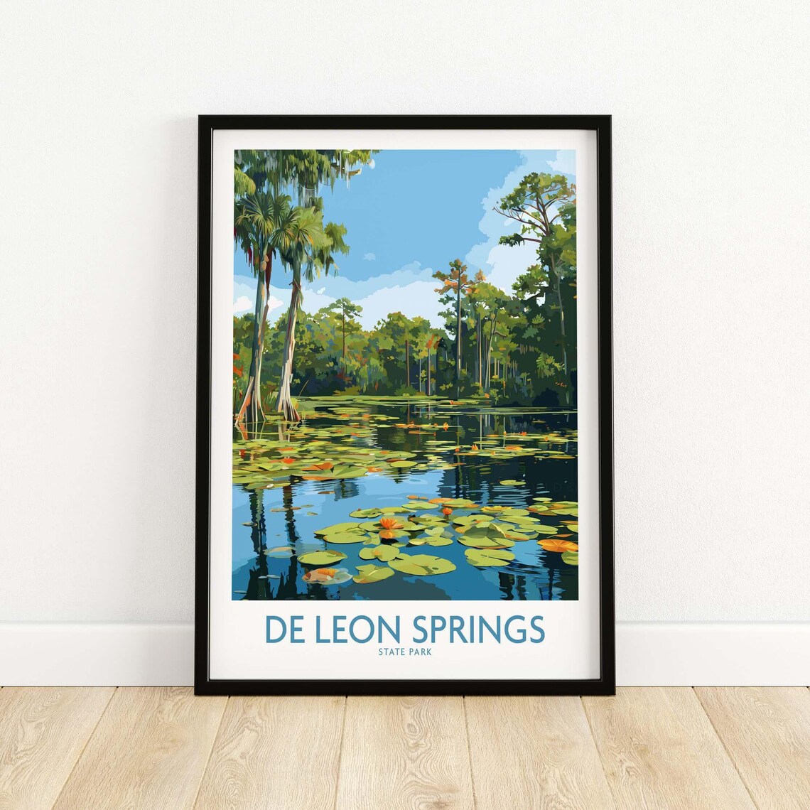 De Leon Springs Florida Poster Lily Pond Cypress State Park Artwork