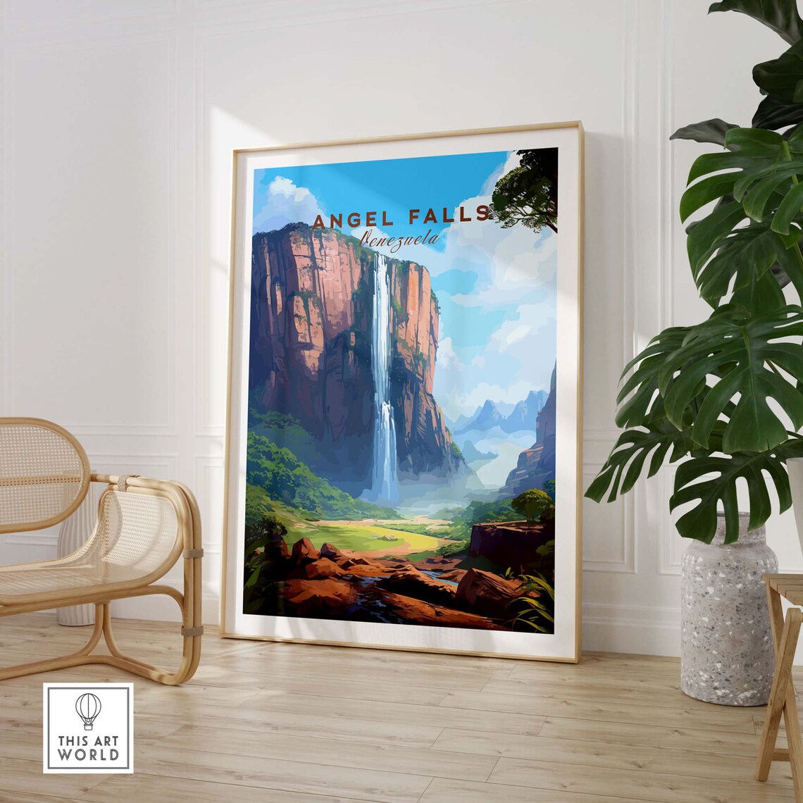 Angel Falls Venezuela Tallest Waterfall Cliff Jungle Travel Poster - Image 3