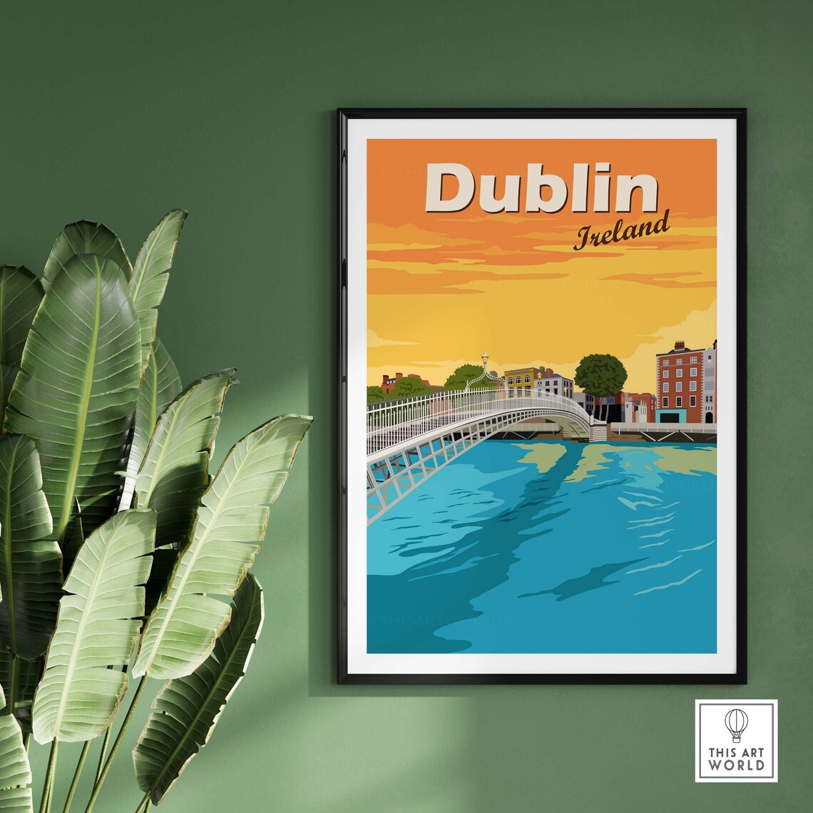 Dublin Vintage Travel Poster, City Skyline Art Print - Image 3