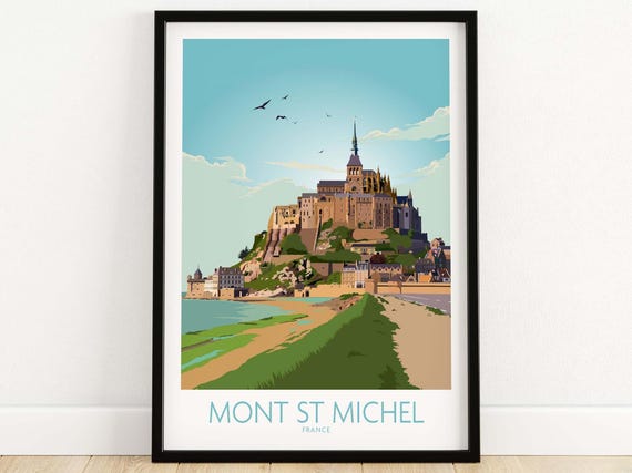 Mont Saint Michel France Travel Poster, Wall Art