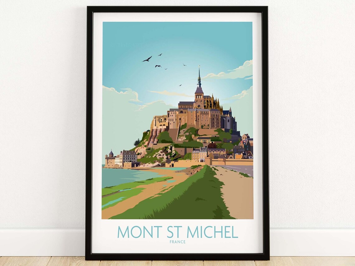 Mont Saint Michel France Travel Poster, Wall Art