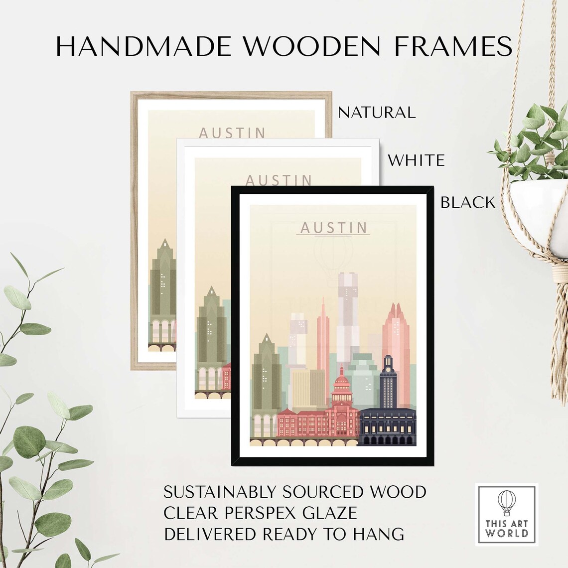 Austin Texas Skyline Art Print, Cityscape Wall Decor - Image 2