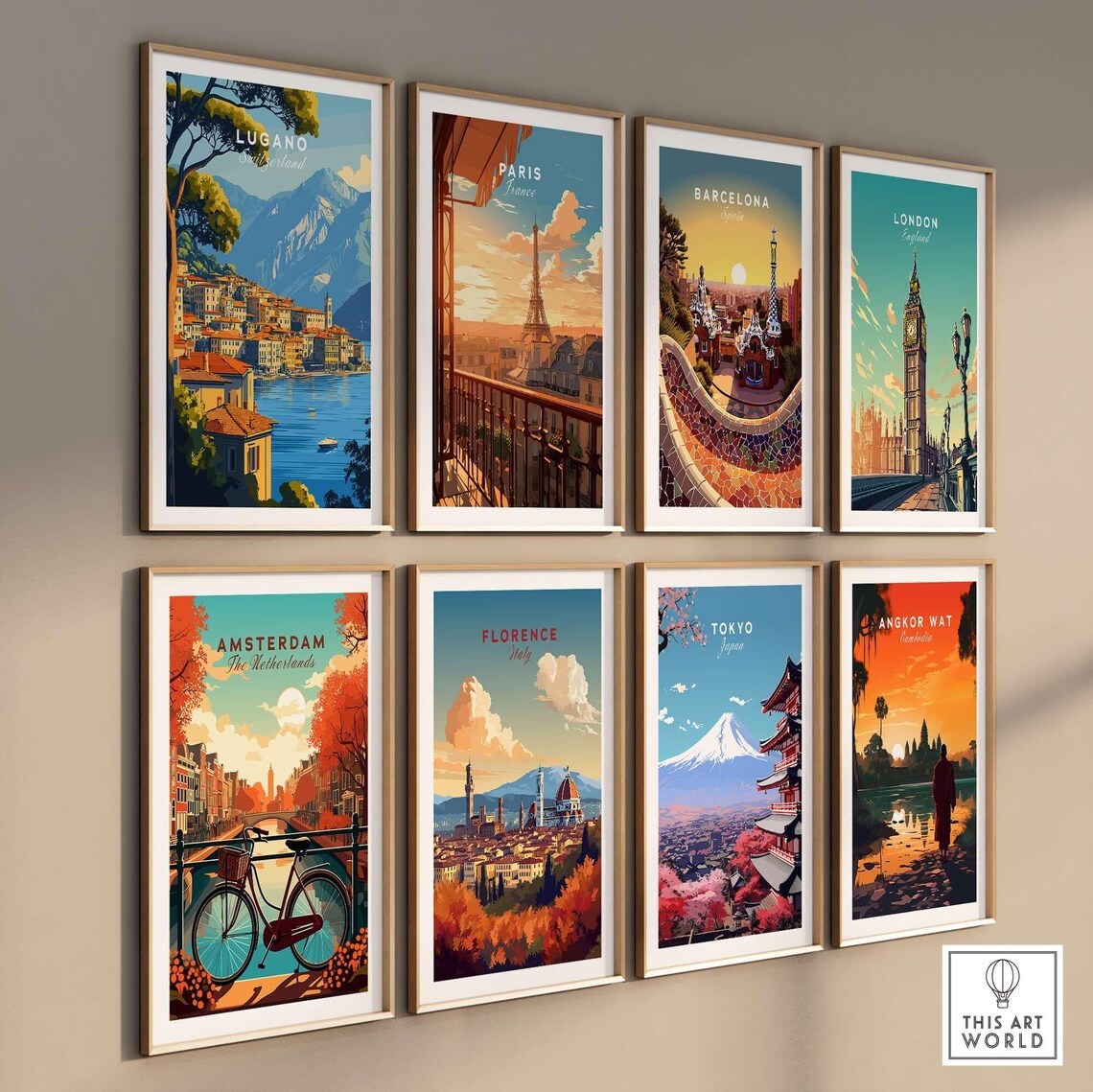 Lugano Switzerland Old Town Mountain Lake Waterfront View Poster - Image 3