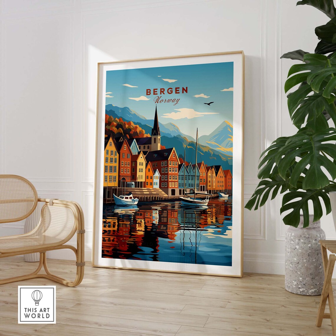 Bergen Norway Vintage Travel Poster Art Print - Image 3