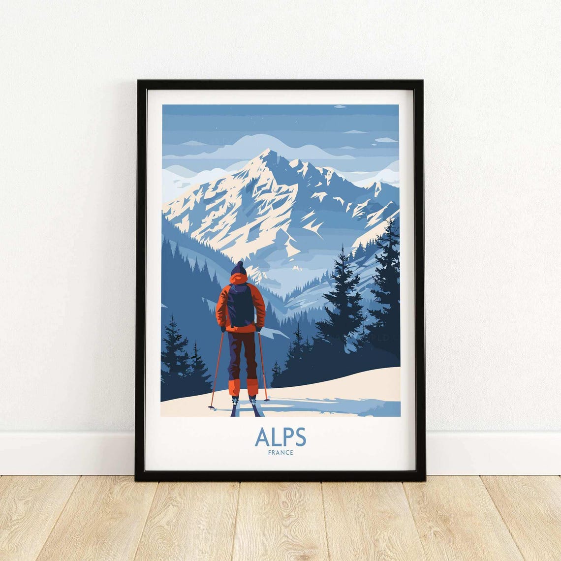 Alps Ski Art Print, Ski Lodge Decor - Image 5