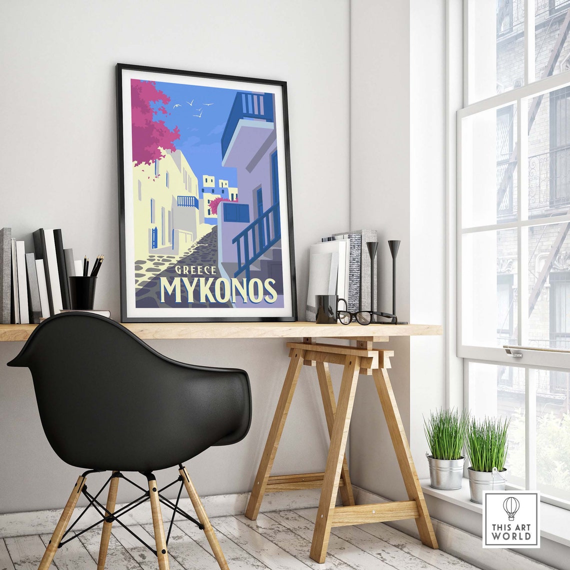 Mykonos Travel Poster, Greek Home Decor - Image 4