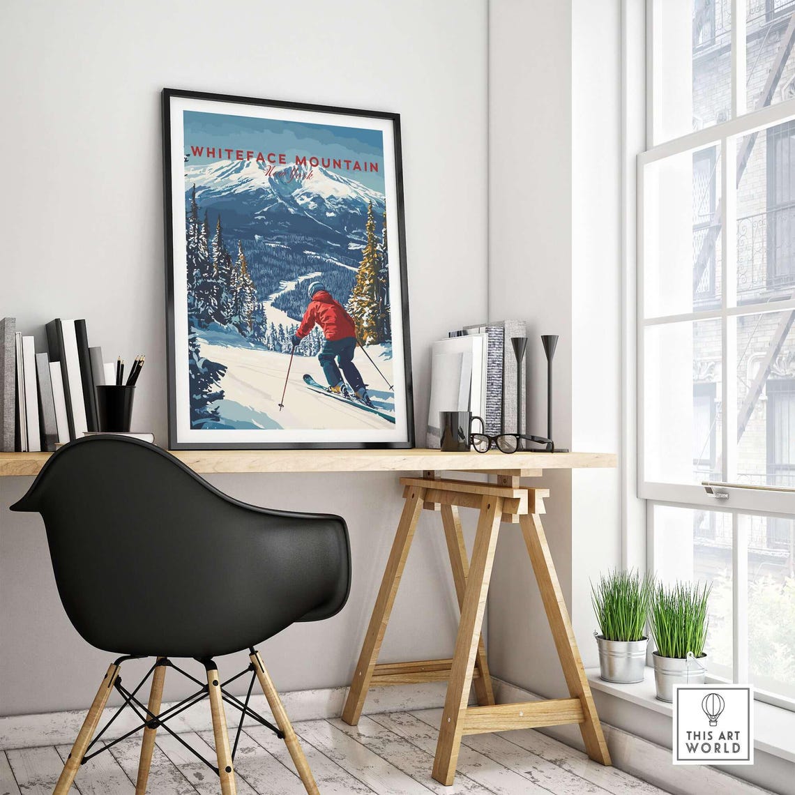 Whiteface Mountain Ski Poster, Red Jacket Skier - Image 4