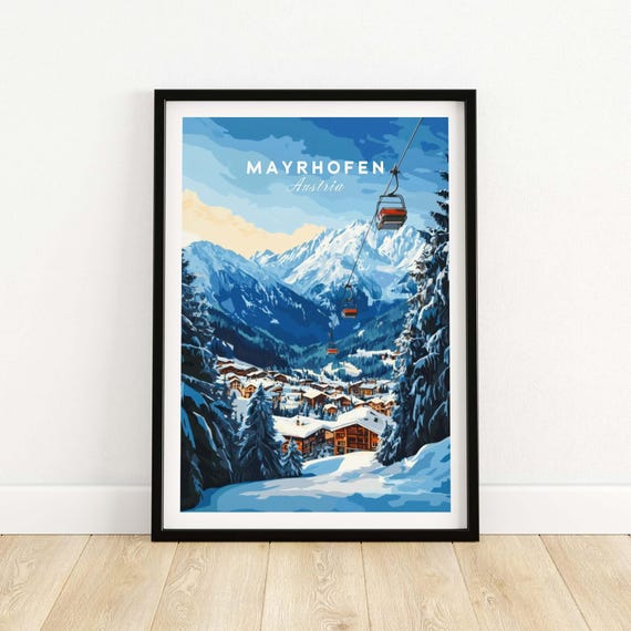 Mayrhofen Ski Travel Poster, Austria Gift