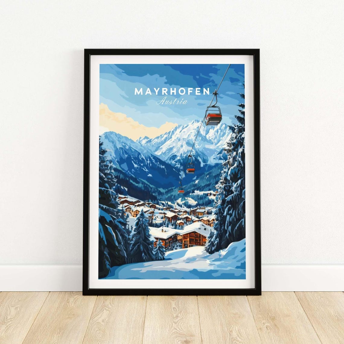 Mayrhofen Ski Travel Poster, Austria Gift