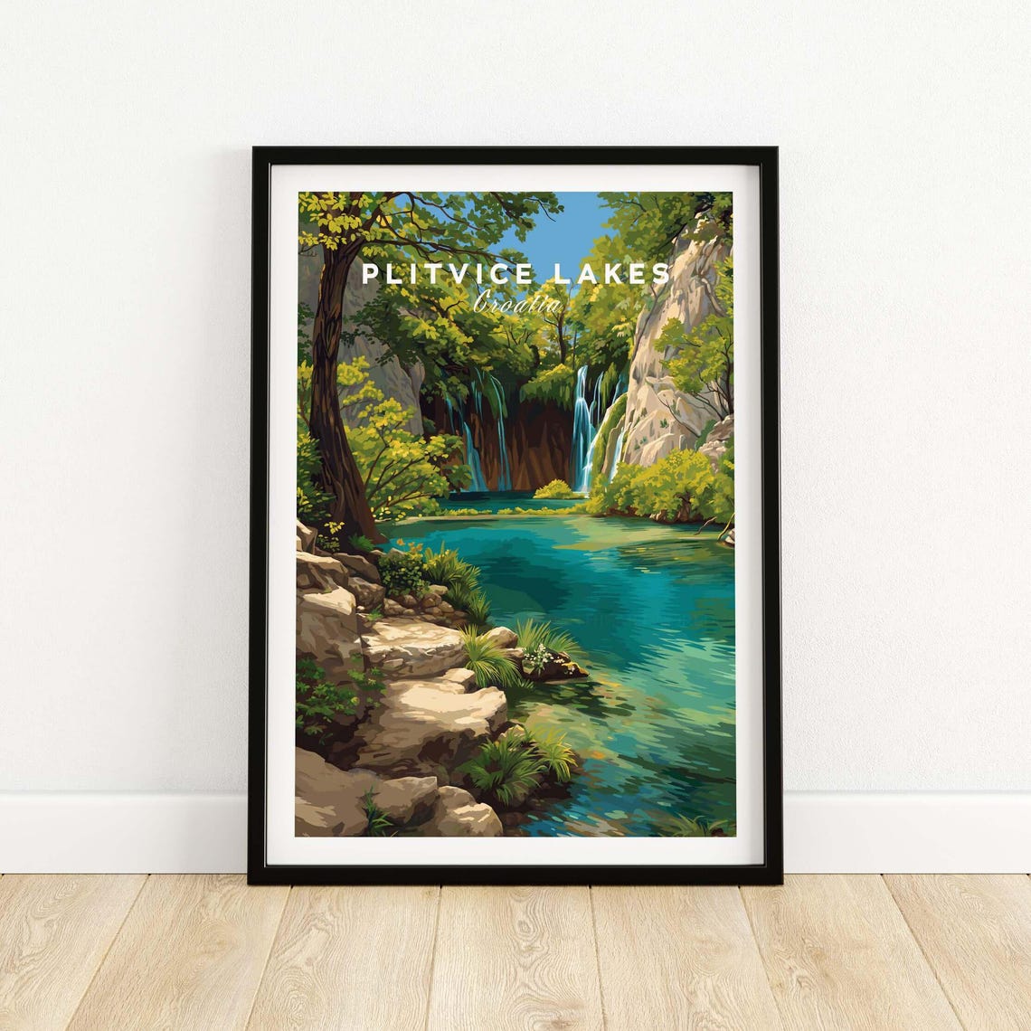 Plitvice Lakes Croatia Waterfall Wall Turquoise Inlet Poster