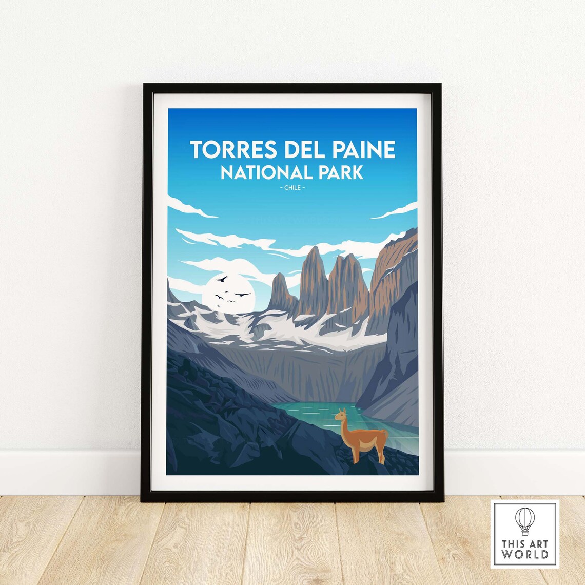 Torres Del Paine Chile Travel Poster, Patagonia