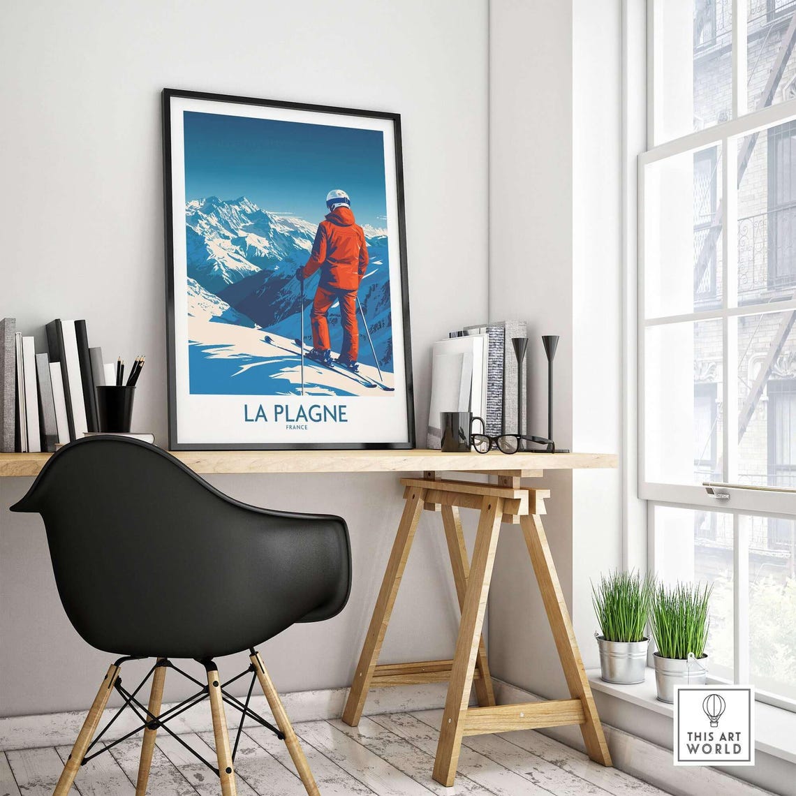 La Plagne Ski Lodge Art Print, France Skiing Gift - Image 4
