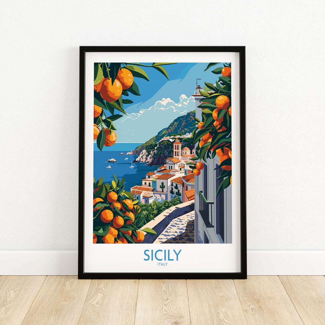Sicily Italy Vintage Travel Poster, Island Journey