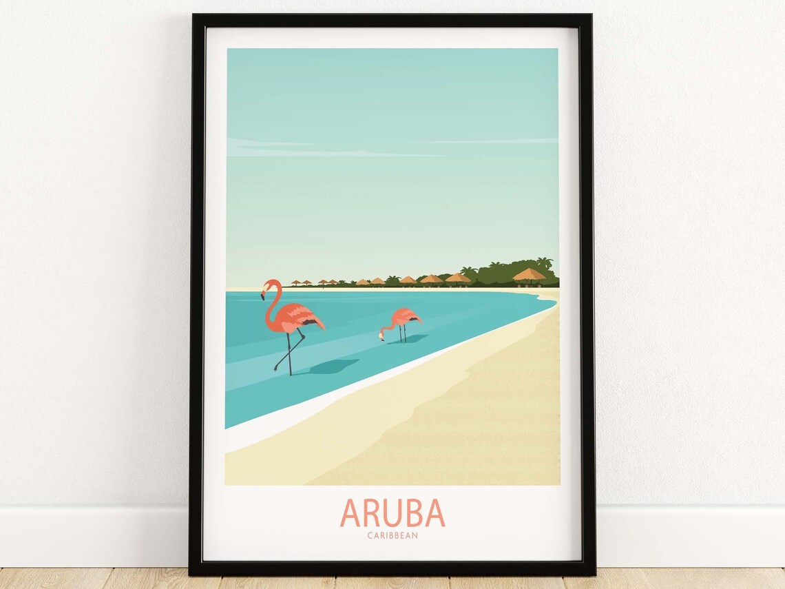 Aruba Caribbean Travel Poster, Wall Art Print