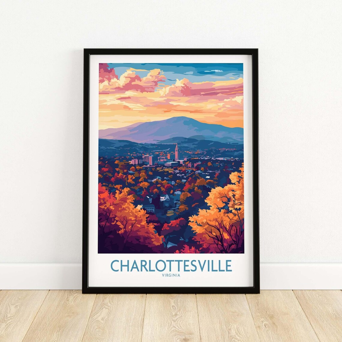 Charlottesville Virginia Travel Poster, Cityscape - Image 5