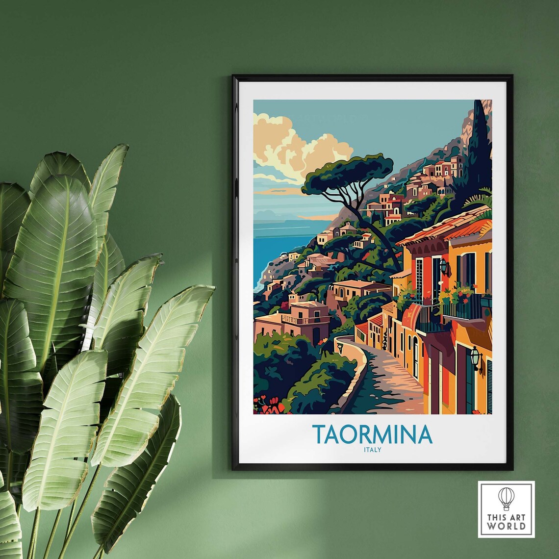 Taormina Travel Print, Sicily Italy Coastline - Image 2