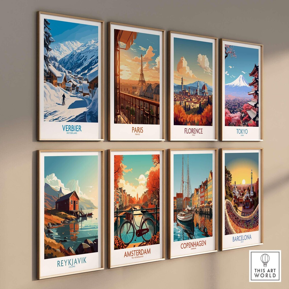 Verbier Switzerland Skier Chalet Village Snowy Slopes Travel Poster - Image 3
