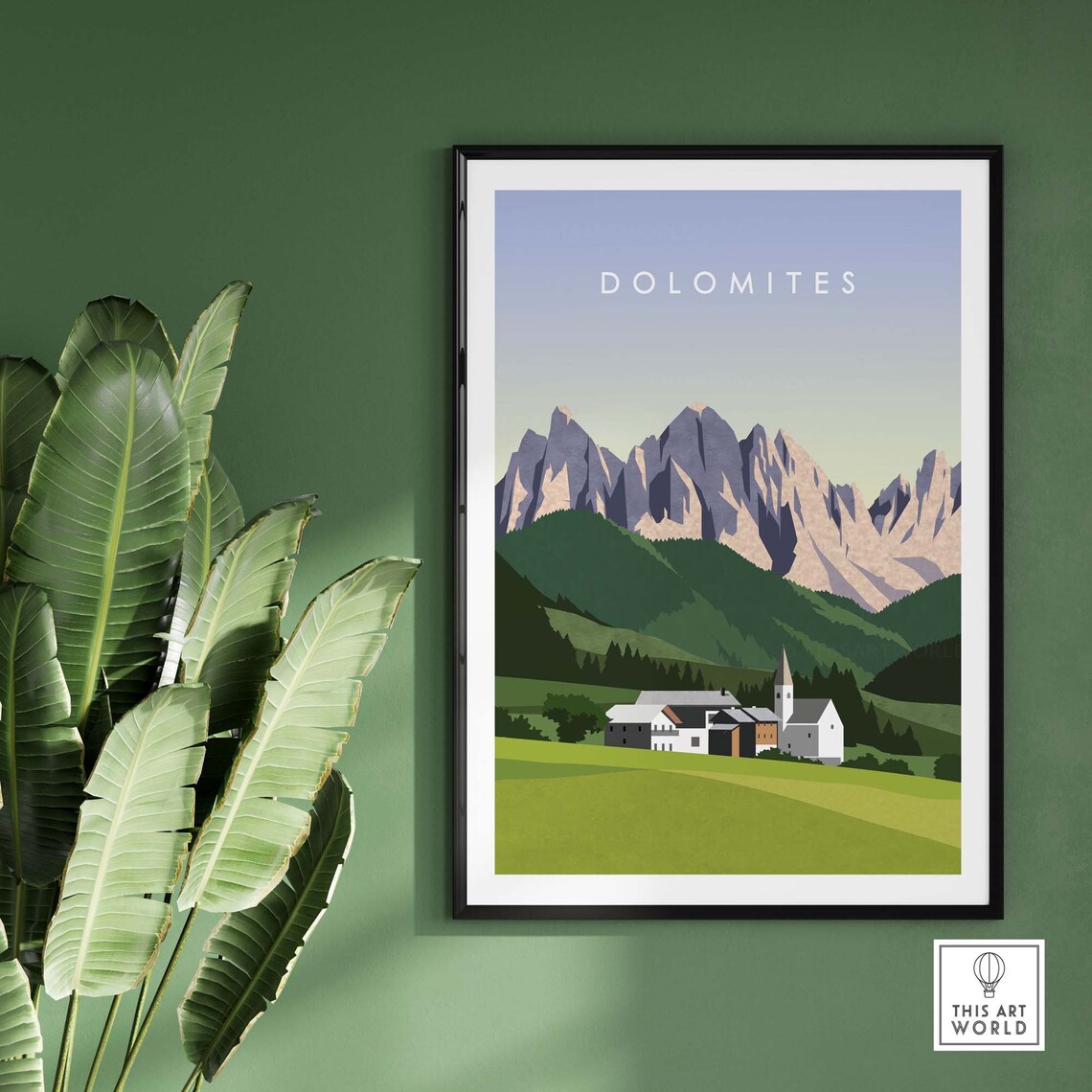 Dolomites Travel Poster, Mountain Landscape - Image 3