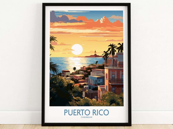 Puerto Rico Travel Poster Wall Art Print Travel Print Home Dcor Poster Gift Illustration Artwork Birthday Present