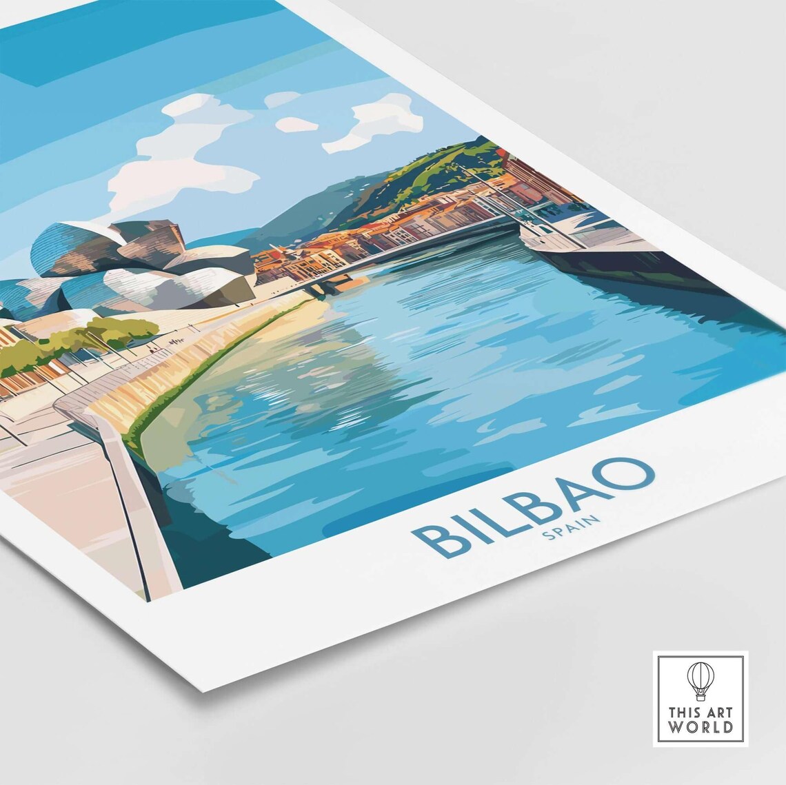 Bilbao Spain Guggenheim Museum River Promenade Vintage Travel Poster - Image 4