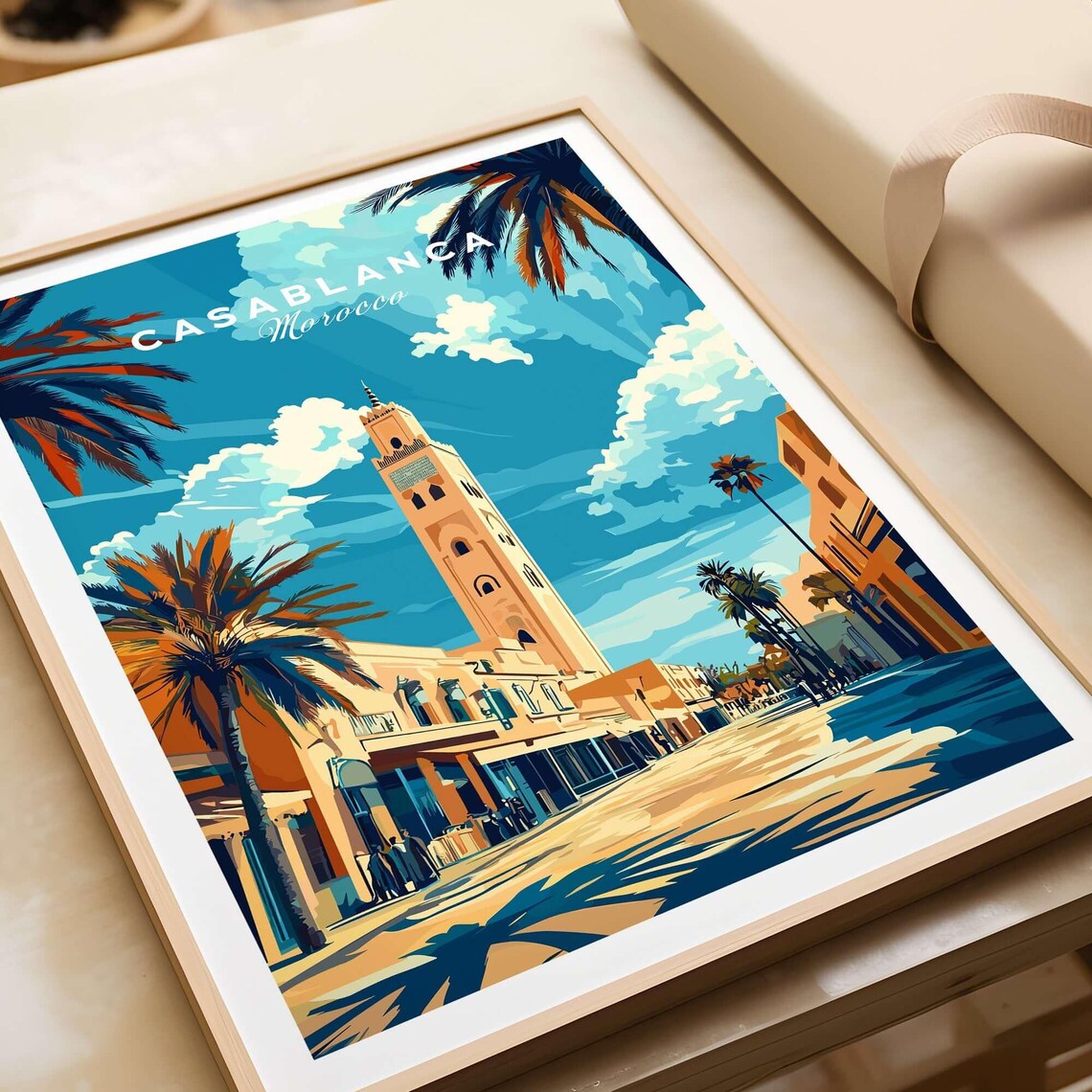 Casablanca Morocco Palm Lined Avenue City Landmark Travel Poster - Image 4