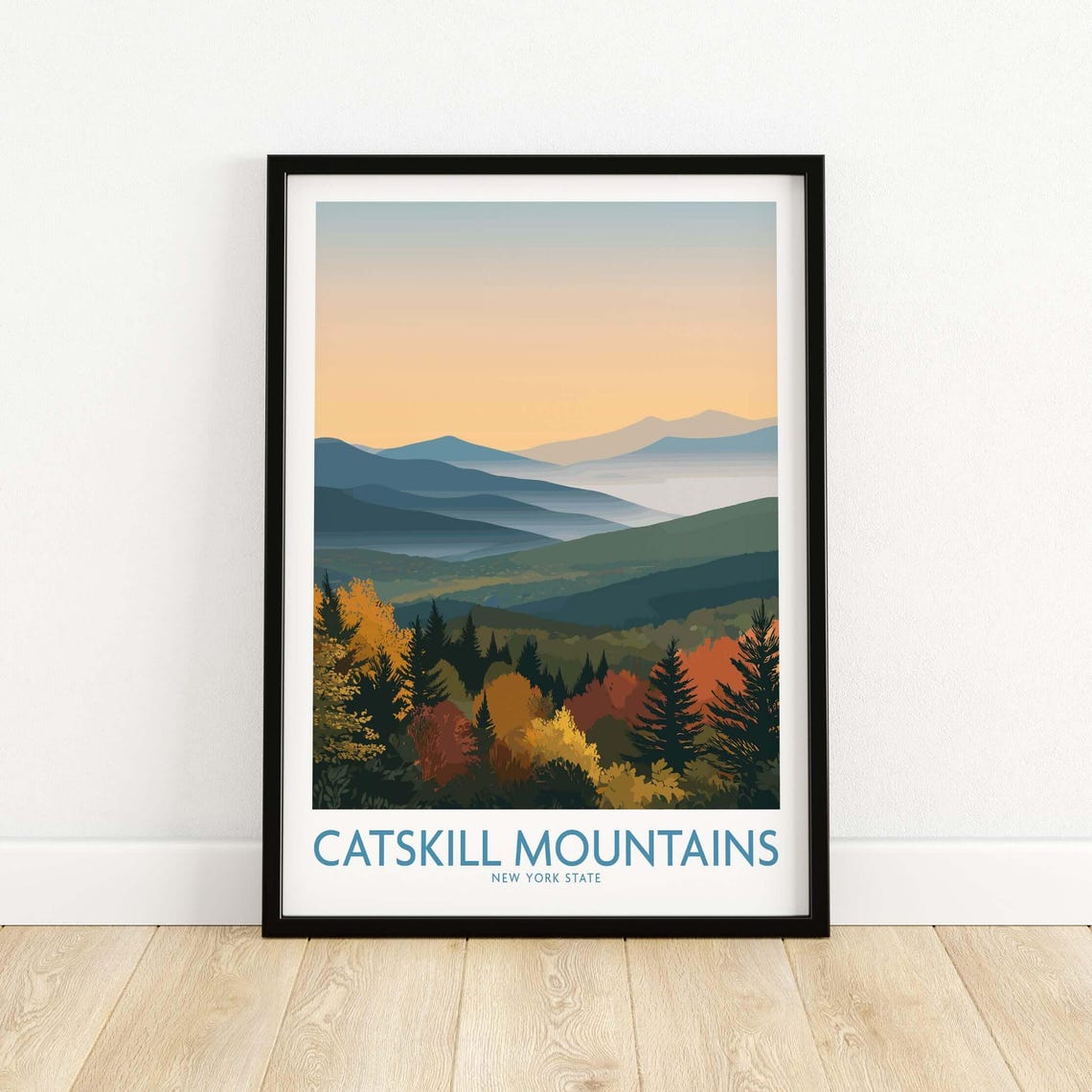 Catskill Mountains Rolling Valley Autumn New York State Poster