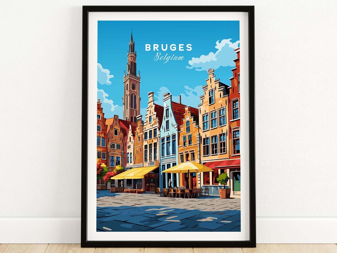 Bruges Travel Poster, European City Art Print