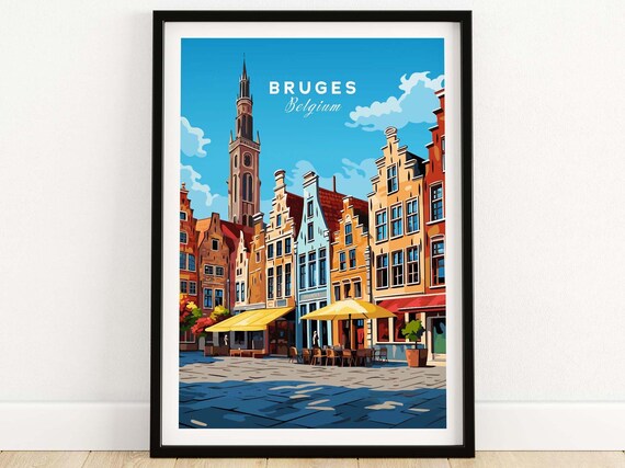 Bruges Travel Poster, European City Art Print