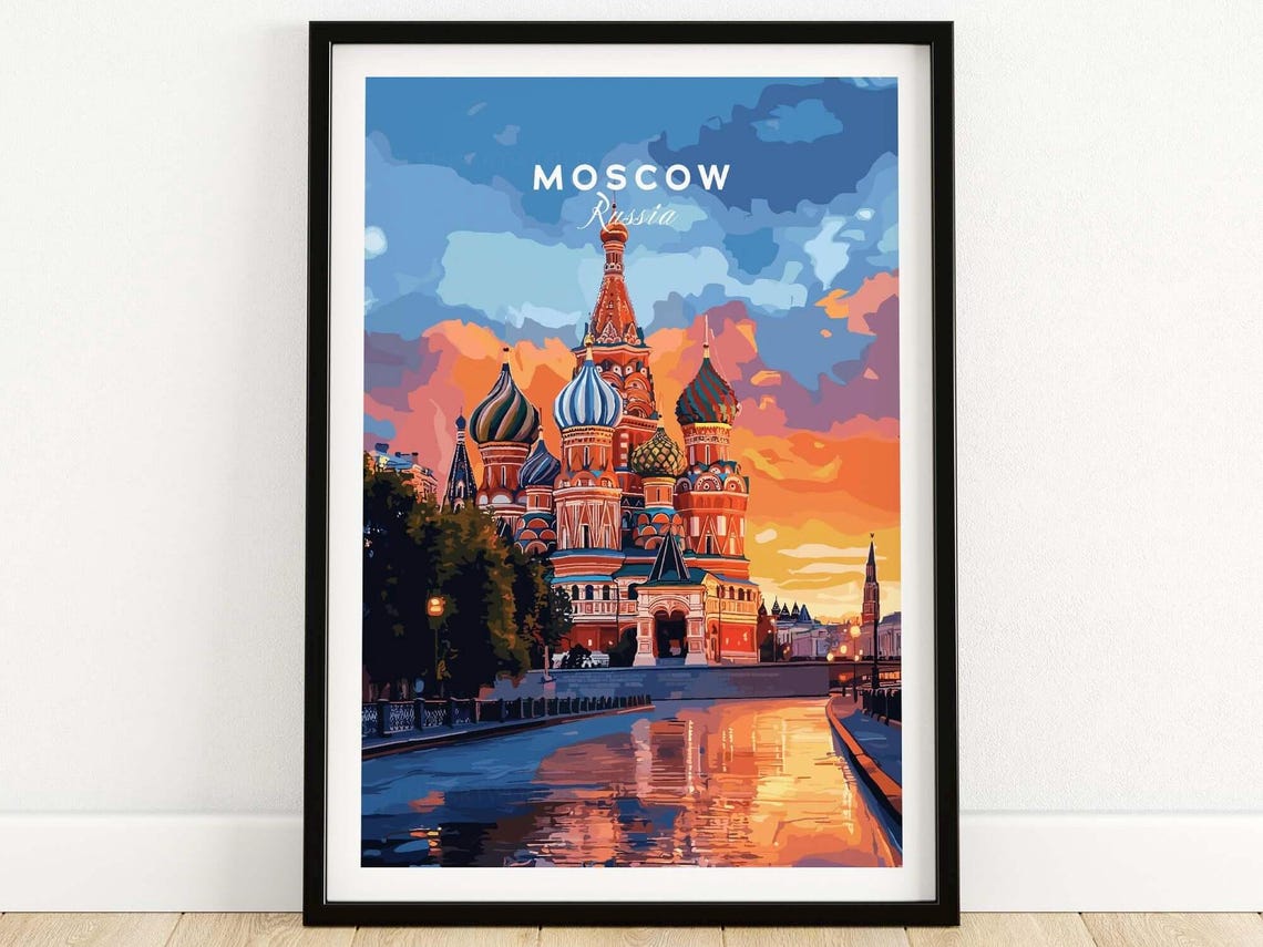 Moscow Travel Print, St Basils Cathedral Poster