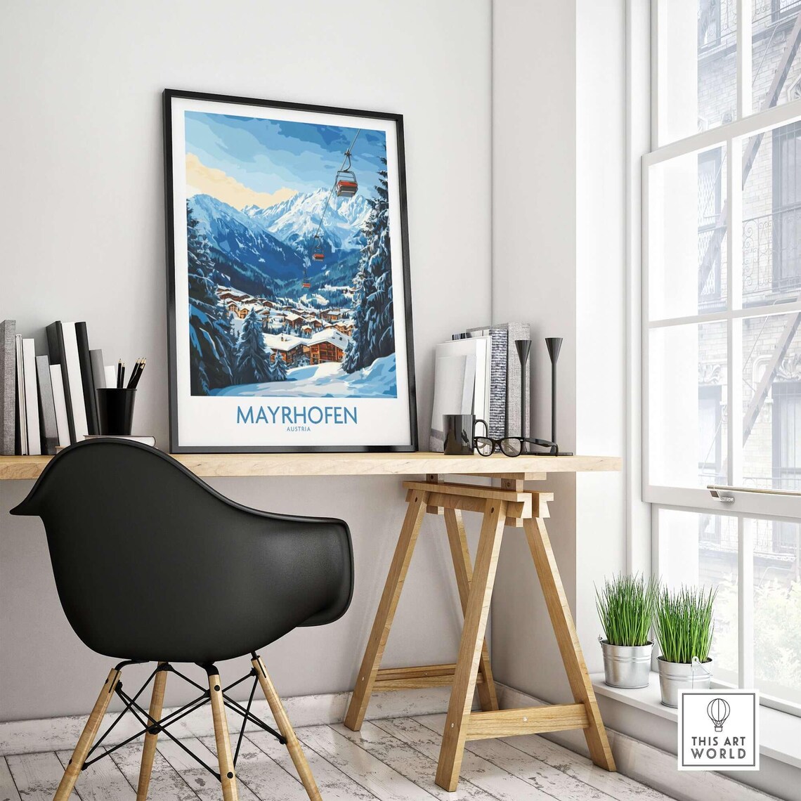 Mayrhofen Ski Resort Travel Poster, Austria - Image 4