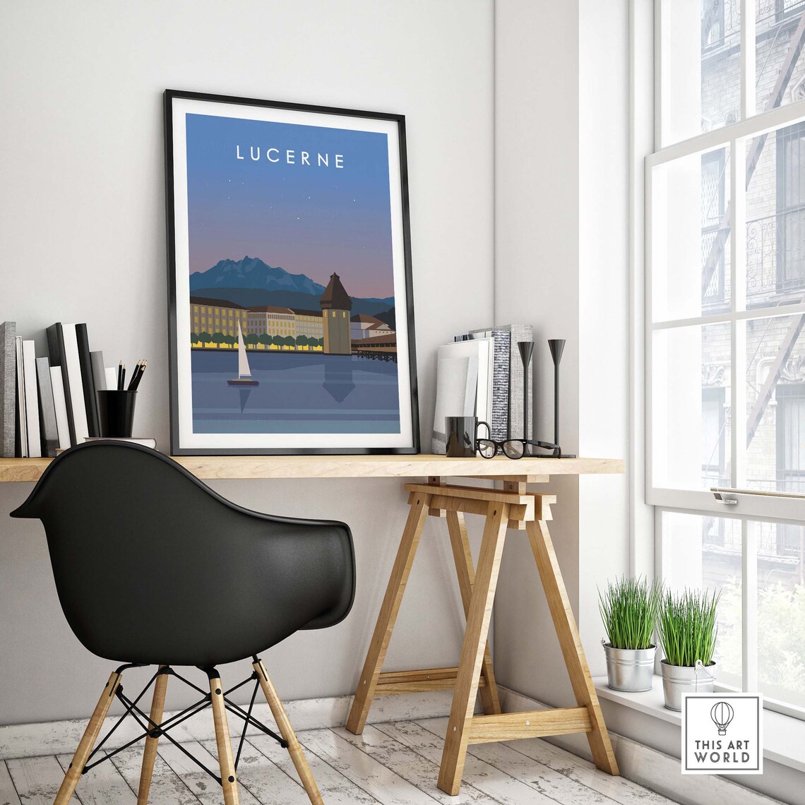 Lucerne Switzerland Travel Poster, Swiss City View - Image 4