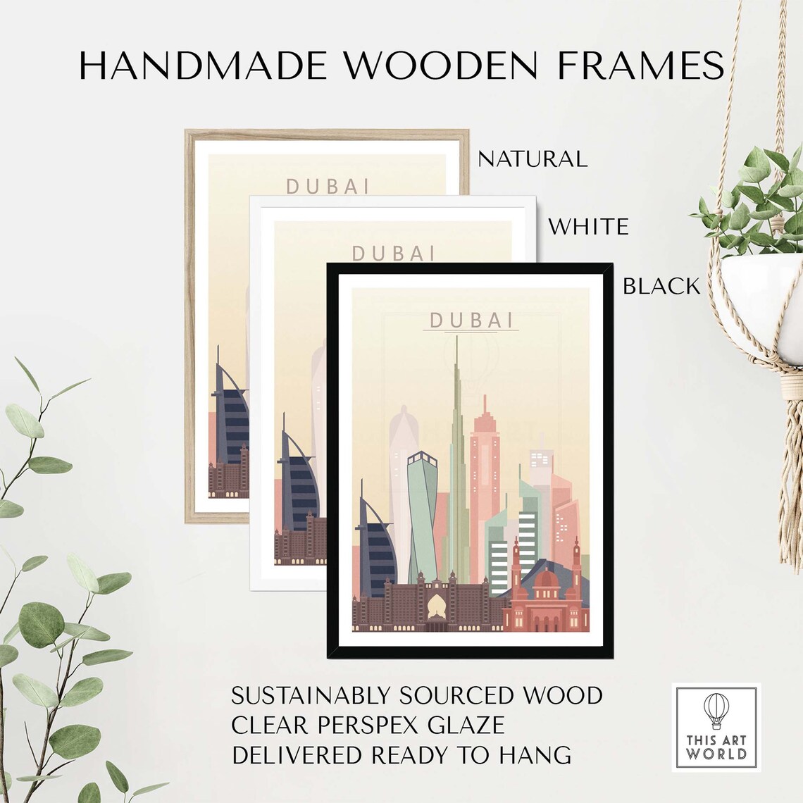 Dubai City Skyline Art Print, Travel Poster - Image 2