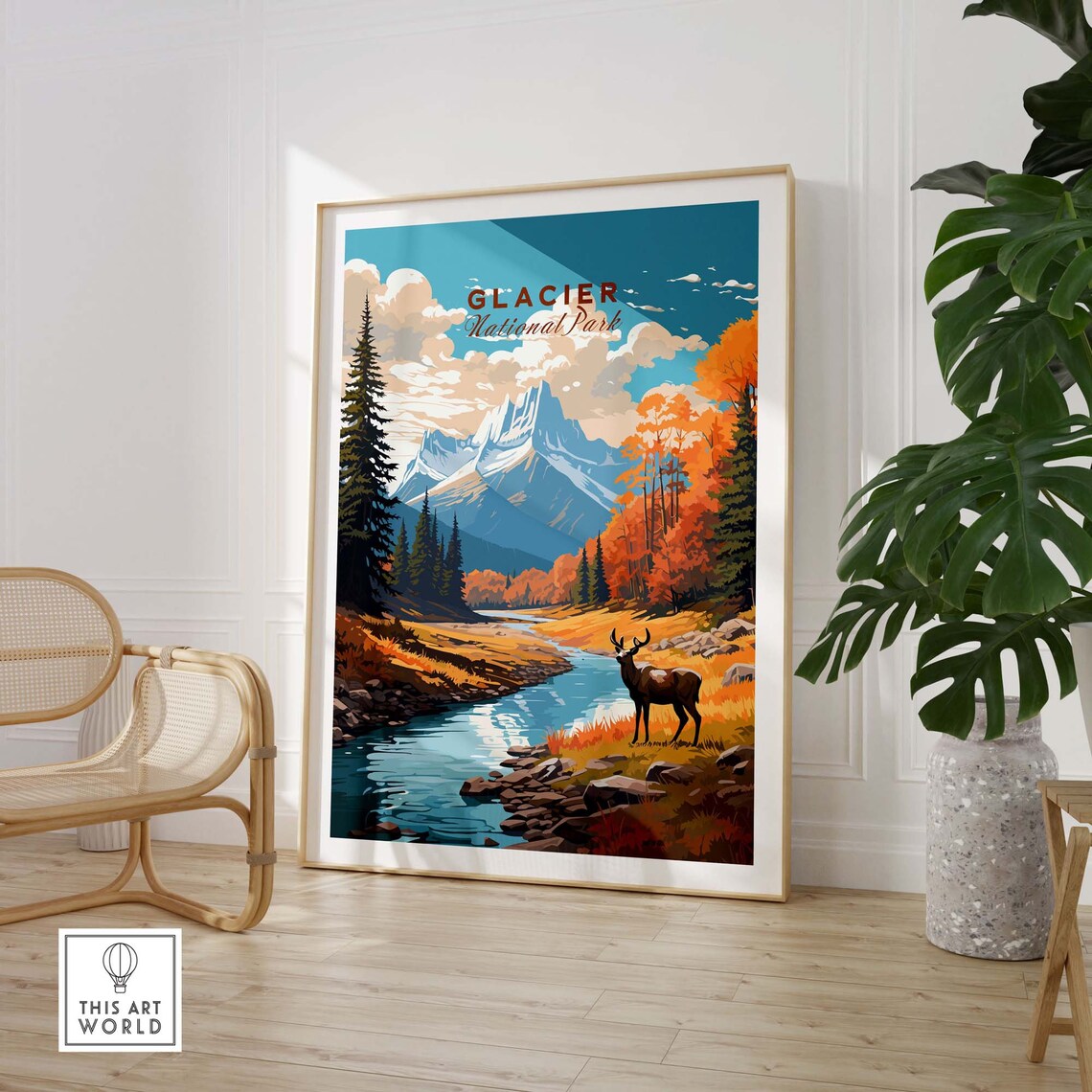 Glacier National Park Travel Poster Art Print - Image 3