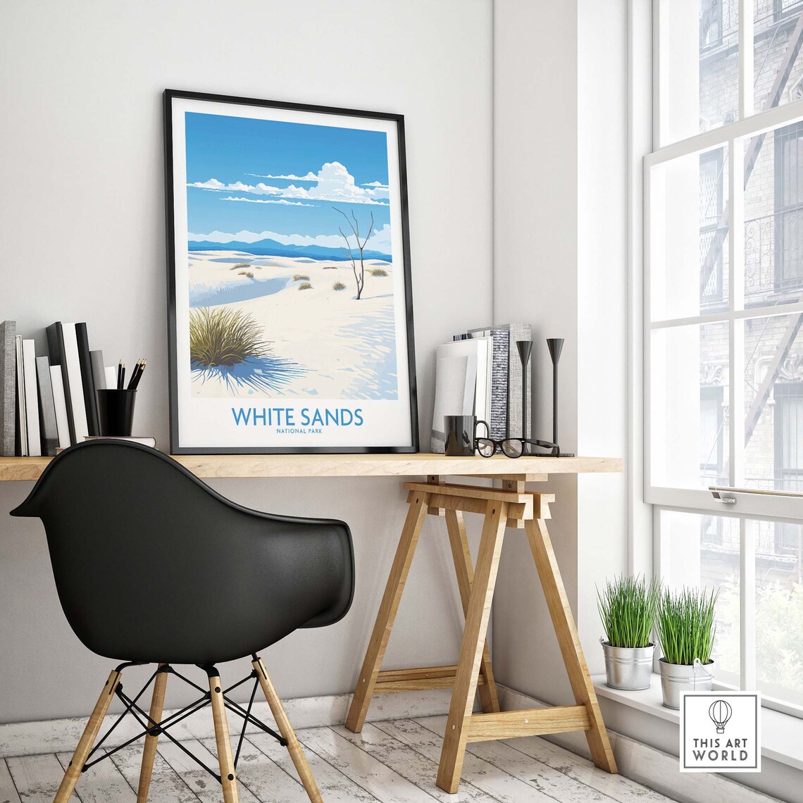White Sands National Park White Dunes Blue Sky Desert Art Poster - Image 4