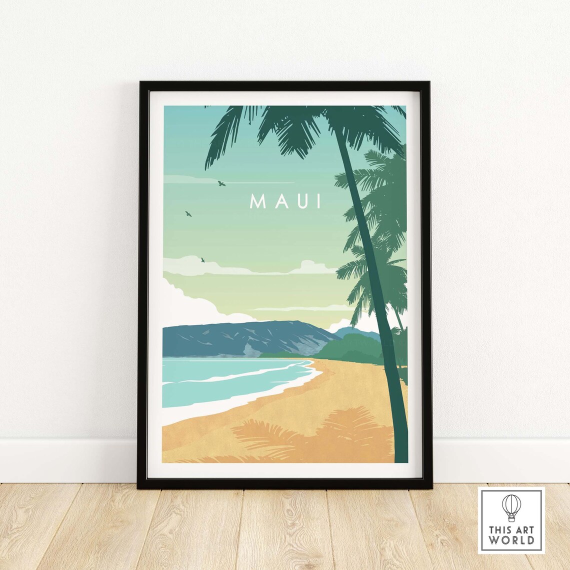 Maui Hawaii Travel Poster, Beach Art Print