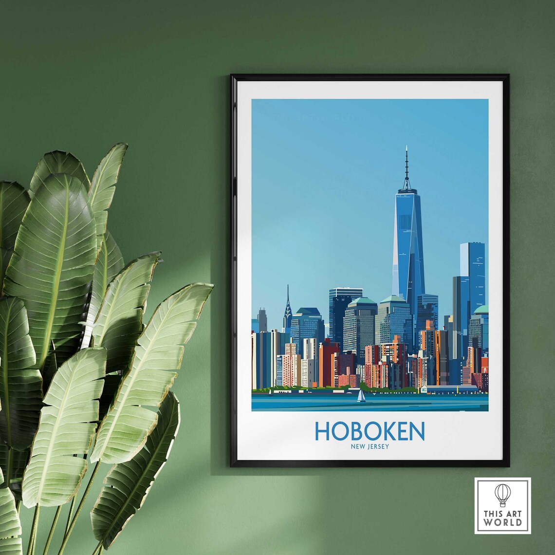 Hoboken New Jersey Skyline Waterfront Downtown Manhattan Poster - Image 2
