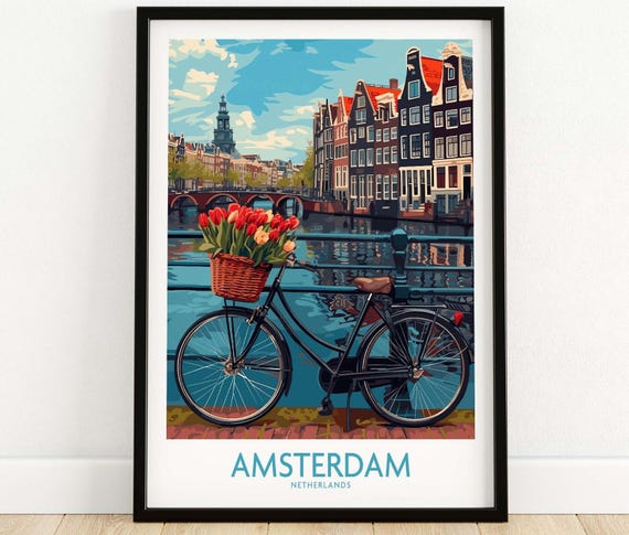 Amsterdam Gift Home Decor Travel Poster