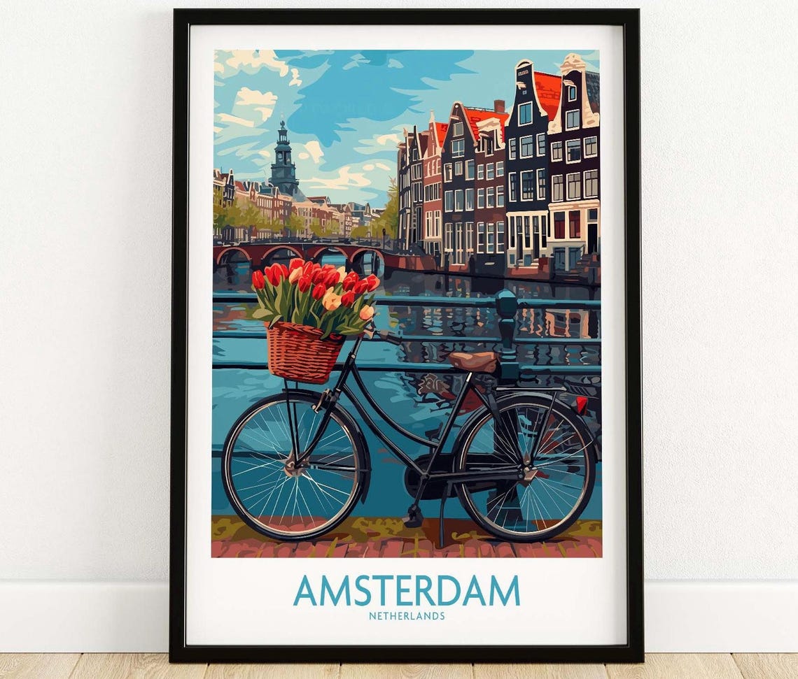 Amsterdam Gift Home Decor Travel Poster