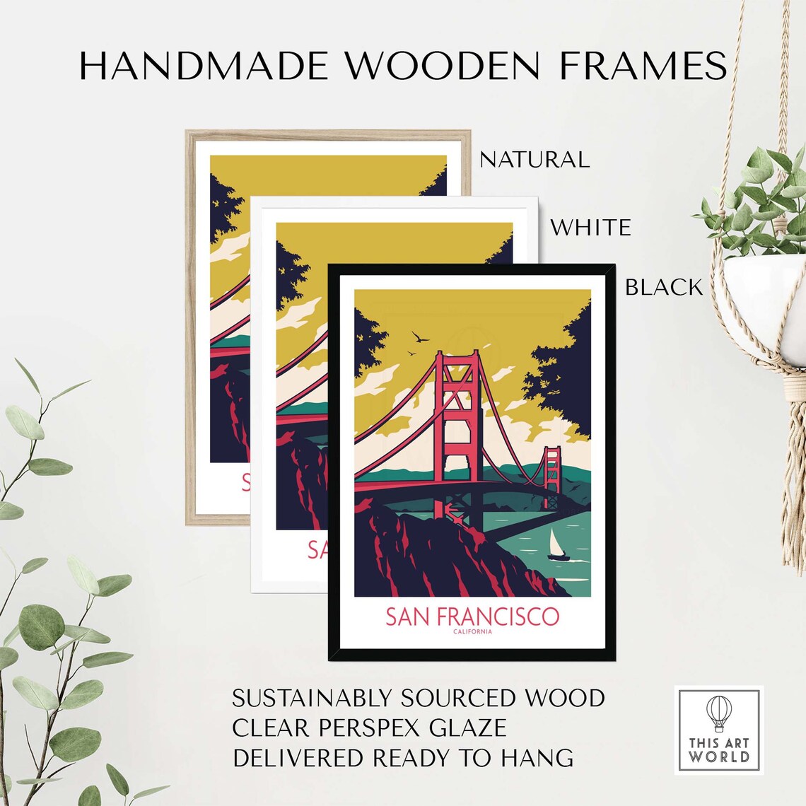 San Francisco California Golden Gate Bridge Vintage Travel Poster - Image 2