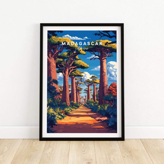 Madagascar Travel Poster Wall Art Print Decor Illustration Gift