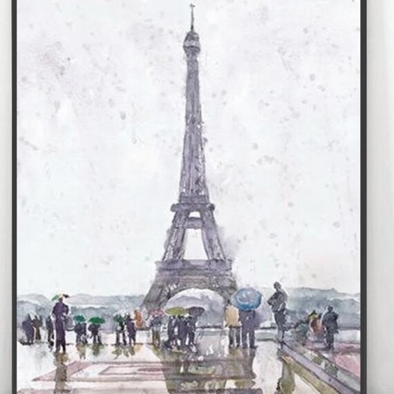 Paris Eiffel Tower Watercolor Print Autumn Cityscape Art