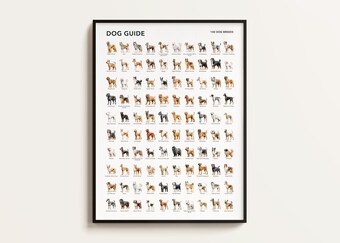 100 Dog Breeds Poster, Dog Lover Gift
