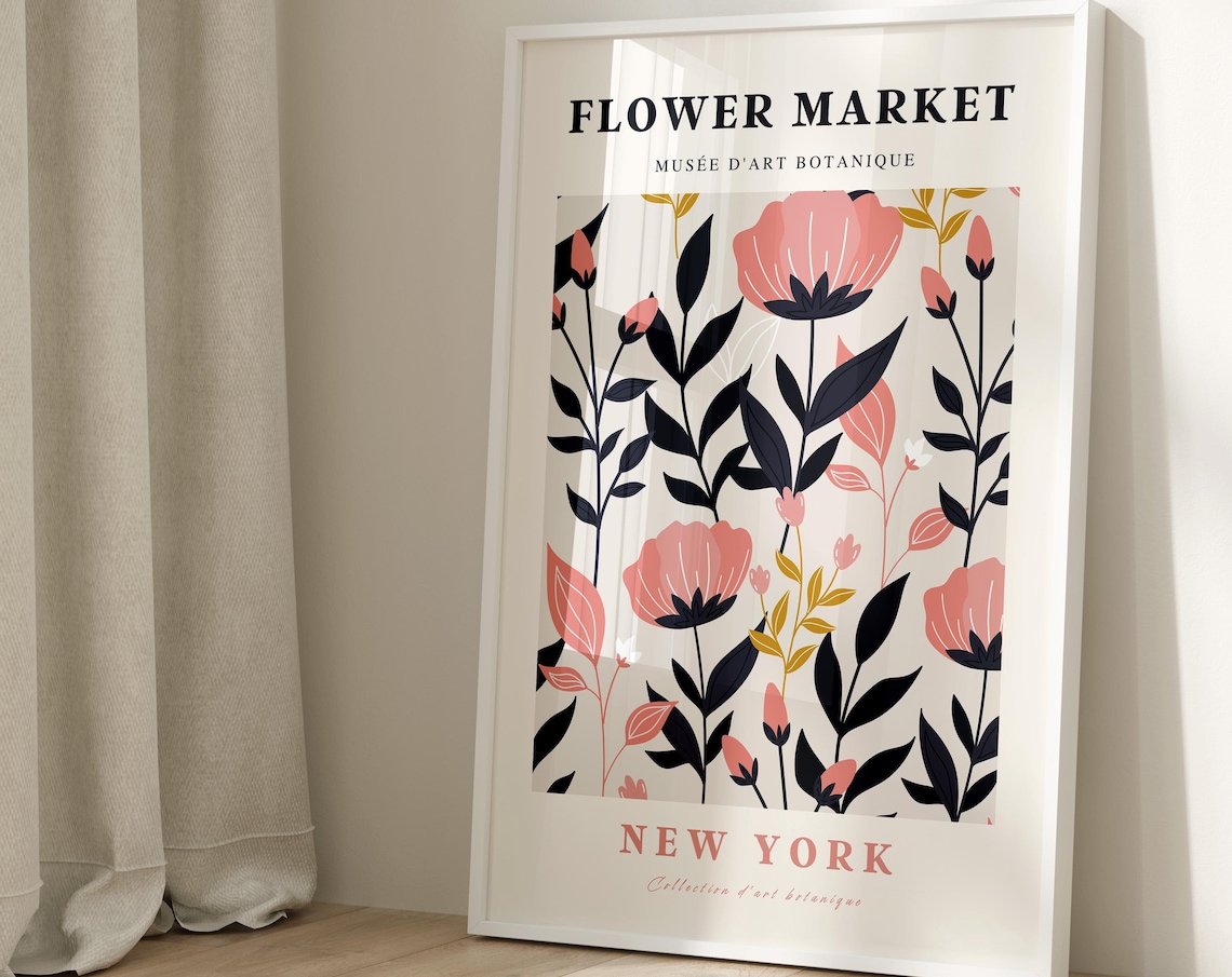 Flower Market Art Print, Boho Living Room Decor