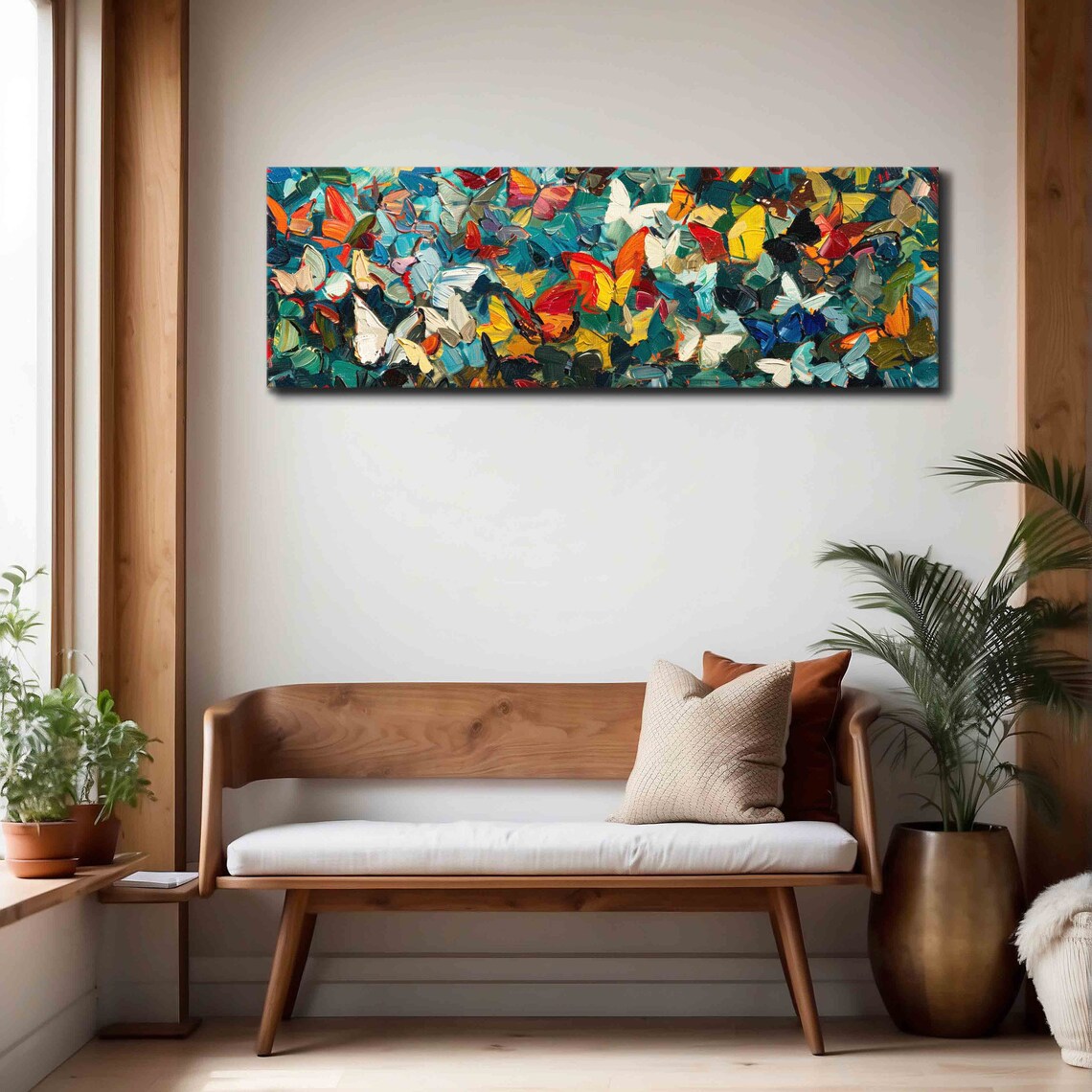 Modern Butterflies Abstract Panoramic Wall Art Print - Image 4